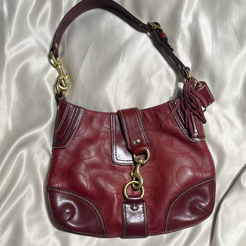 Coach Burgundy Leather Shoulder Bag